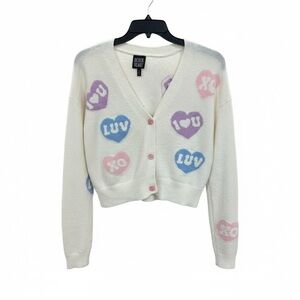 Derek Heart White Cardigan with Heart Motifs